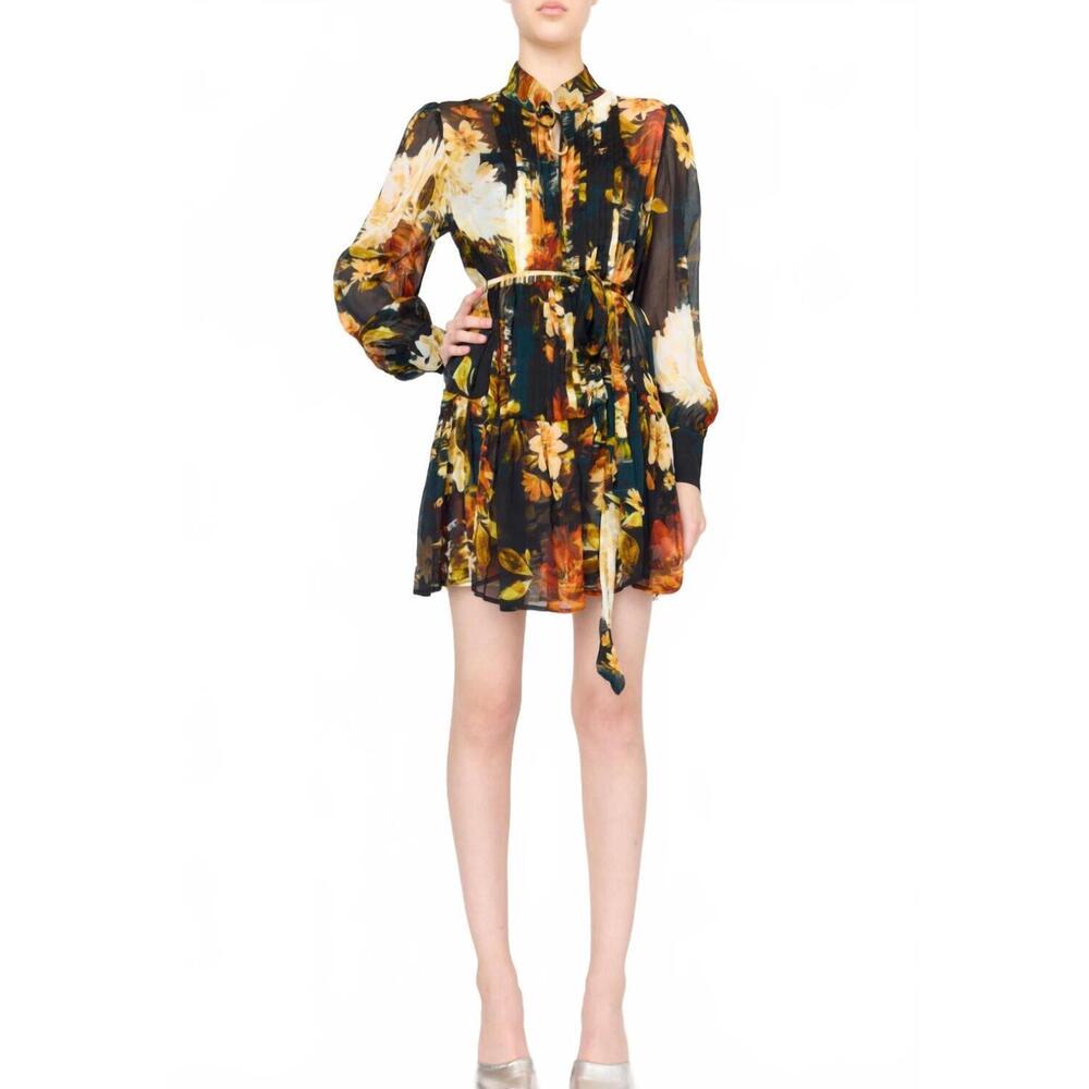 NEW CHRISTY LYNN micah long sleeve floral mini dress in amber glow